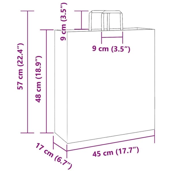 vidaXL Kraftpapperspåsar 50 st med handtag blå 45x17x48 cm