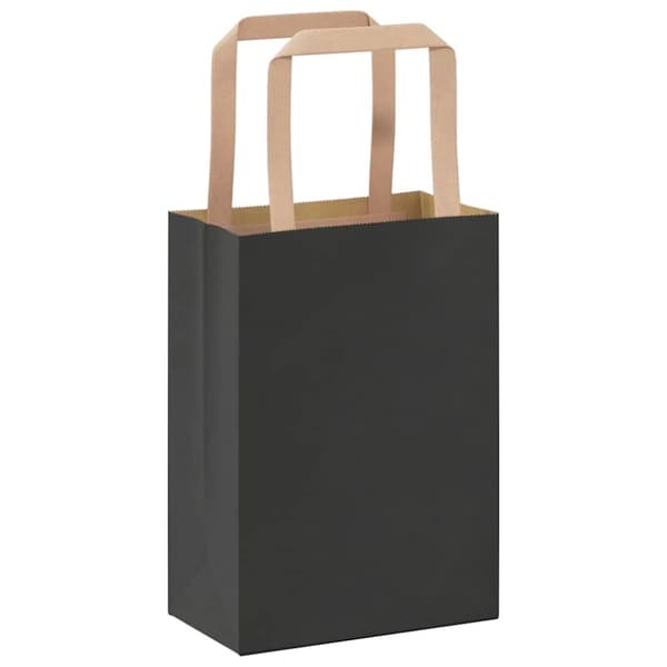 vidaXL Kraftpapperspåsar 250 st med handtag svart 15x8x21 cm