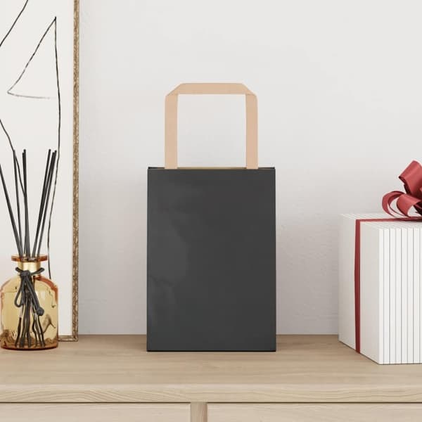 vidaXL Kraftpapperspåsar 250 st med handtag svart 15x8x21 cm