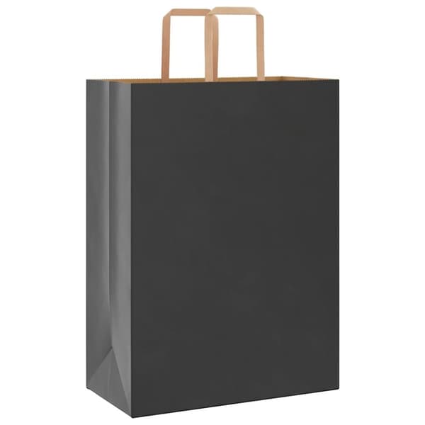 vidaXL Kraftpapperspåsar 250 st med handtag svart 32x17x44 cm