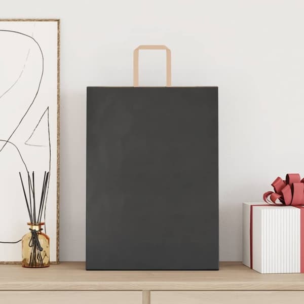 vidaXL Kraftpapperspåsar 250 st med handtag svart 32x17x44 cm