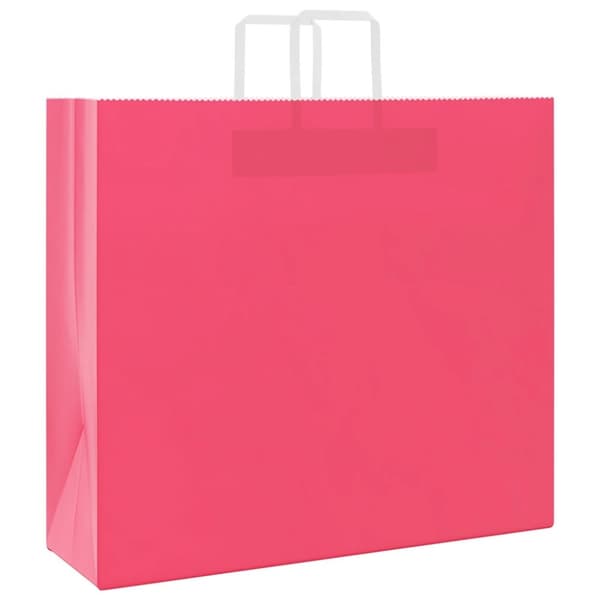 vidaXL Kraftpapperspåsar 50 st med handtag rosa 54x15x49 cm