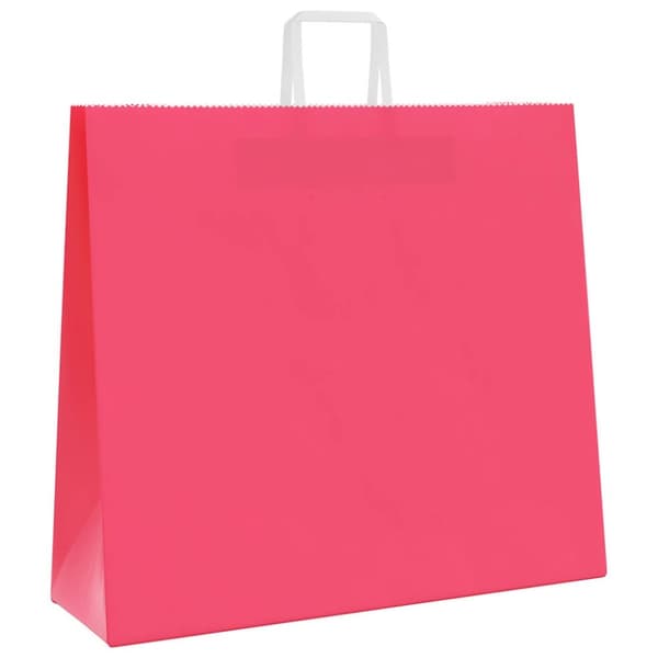 vidaXL Kraftpapperspåsar 50 st med handtag rosa 54x15x49 cm