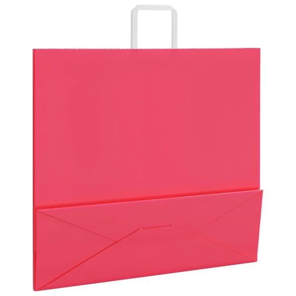 vidaXL Kraftpapperspåsar 50 st med handtag rosa 54x15x49 cm