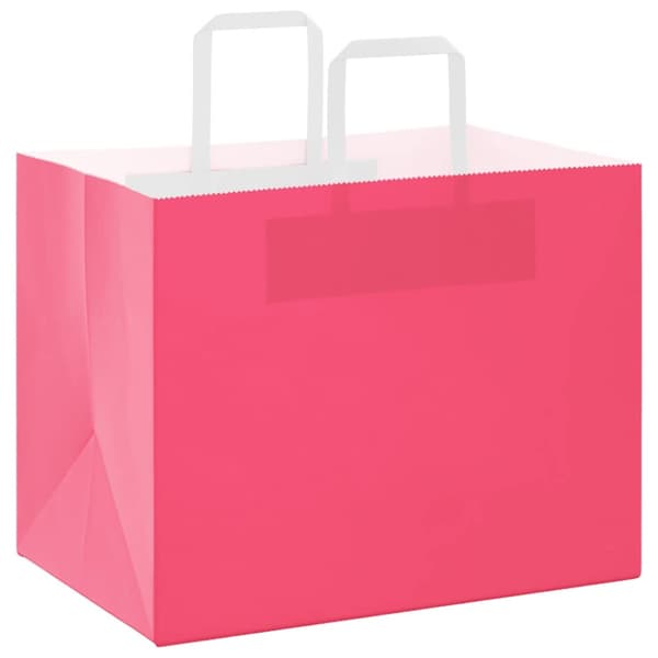 vidaXL Paperikassit 250 kpl kahvoilla pinkki 32x22x24 cm