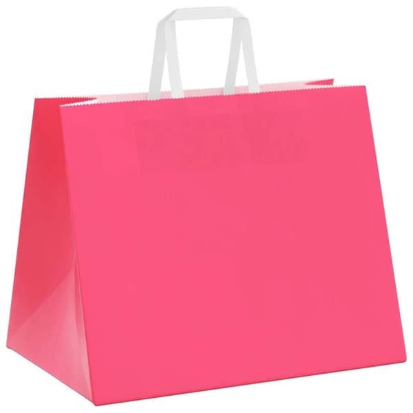 vidaXL Paperikassit 250 kpl kahvoilla pinkki 32x22x24 cm