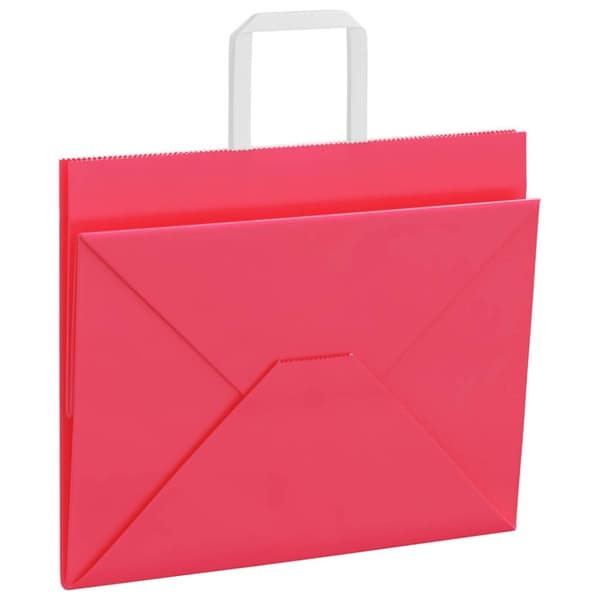 vidaXL Paperikassit 250 kpl kahvoilla pinkki 32x22x24 cm