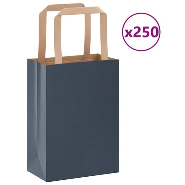 vidaXL kraftpapirposer 250 stk. med håndtag 15x8x21 cm blå