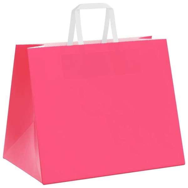 vidaXL kraftpapirposer 50 stk. med håndtag 32x22x24 cm lyserød