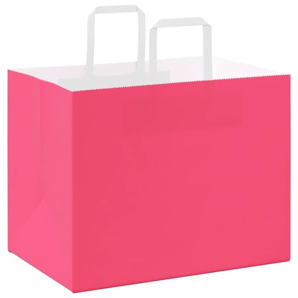 vidaXL kraftpapirposer 50 stk. med håndtag 32x22x24 cm lyserød
