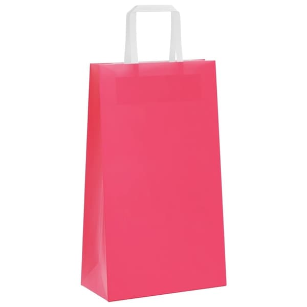 vidaXL kraftpapirposer 50 stk. med håndtag 21x11x36 cm lyserød
