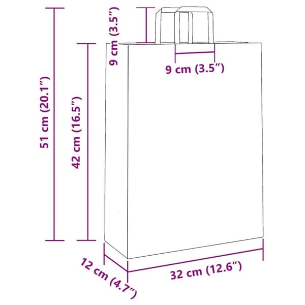 vidaXL Paperikassit 50 kpl kahvoilla sininen 32x12x42 cm