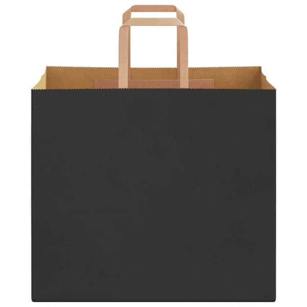 vidaXL Paperikassit 50 kpl kahvoilla musta 32x22x28 cm