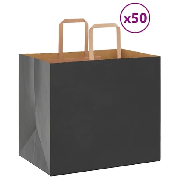 vidaXL kraftpapirposer 50 stk. med håndtag 32x22x28 cm sort