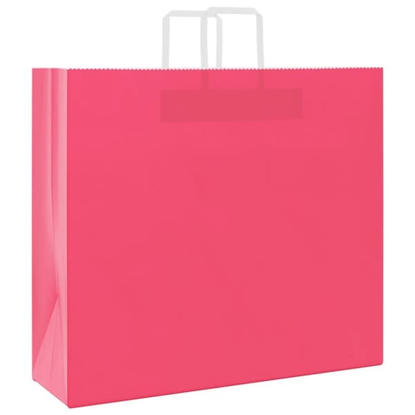 vidaXL kraftpapirposer 250 stk. med håndtag 54x15x49 cm lyserød