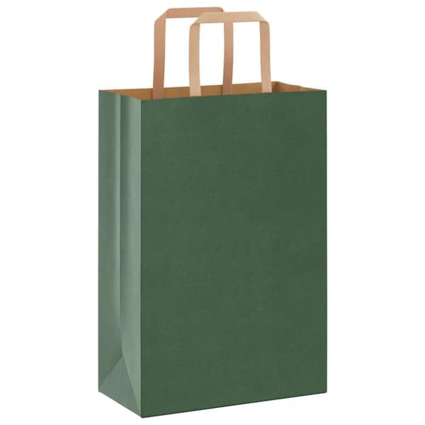 vidaXL Kraftpapperspåsar 50 st med handtag grön 21x11x31 cm