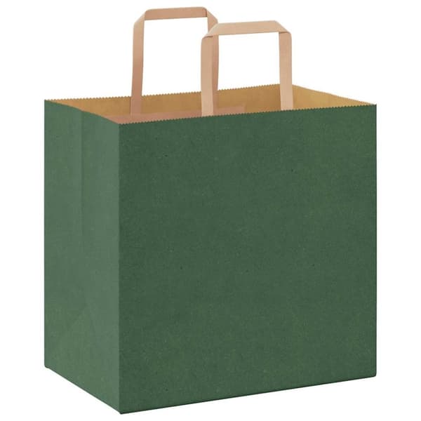 vidaXL kraftpapirposer 50 stk. med håndtag 26x17x25 cm grøn