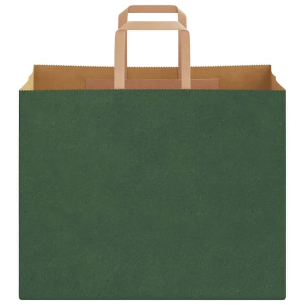 vidaXL Kraftpapperspåsar 250 st med handtag grön 32x22x24 cm