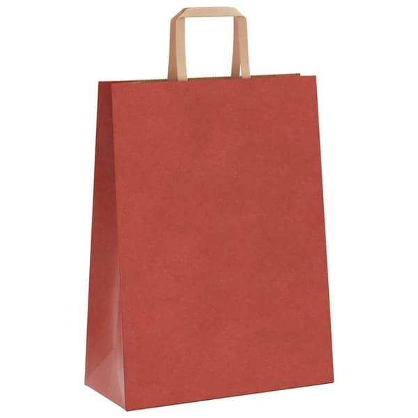vidaXL Kraftpapperspåsar 50 st med handtag röd 26x12x35 cm