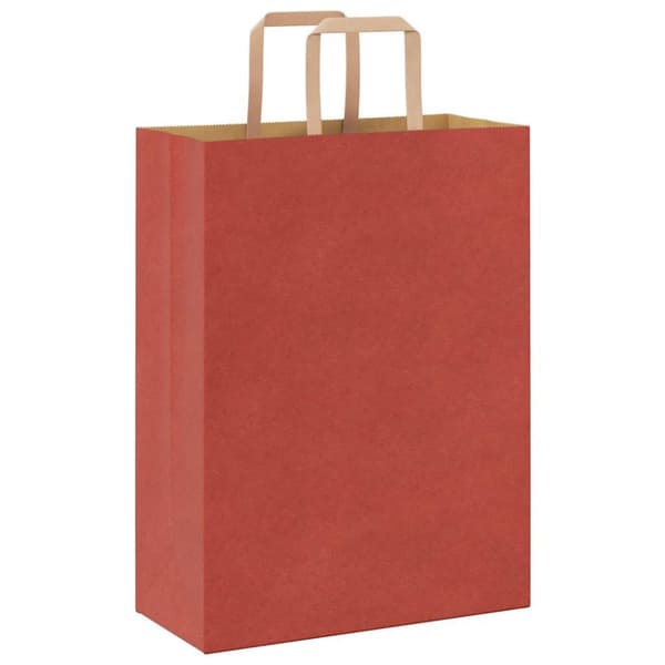 vidaXL Kraftpapperspåsar 50 st med handtag röd 26x12x35 cm