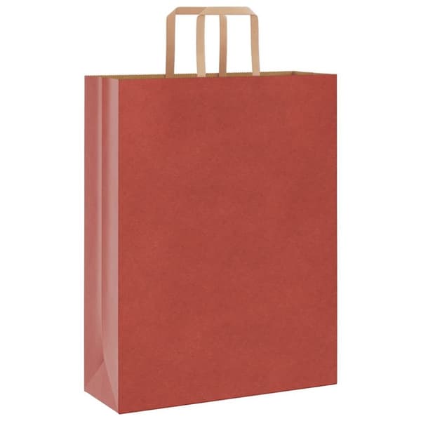 vidaXL Kraftpapperspåsar 50 st med handtag röd 32x12x42 cm