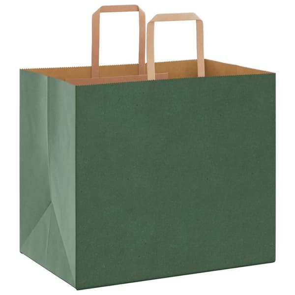 vidaXL kraftpapirposer 50 stk. med håndtag 32x22x28 cm grøn