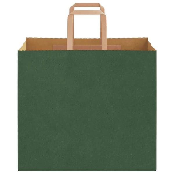 vidaXL kraftpapirposer 50 stk. med håndtag 32x22x28 cm grøn
