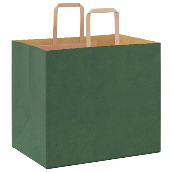 vidaXL kraftpapirposer 50 stk. med håndtag 32x22x28 cm grøn