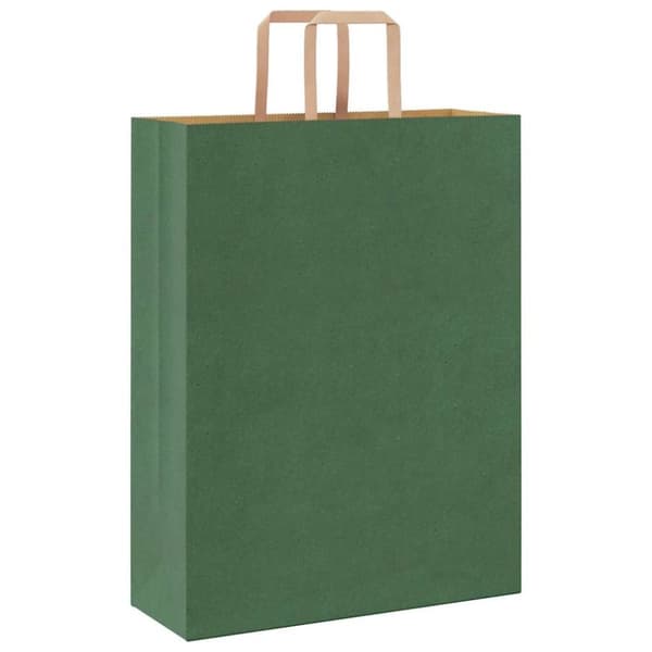 vidaXL kraftpapirposer 50 stk. med håndtag 32x12x42 cm grøn