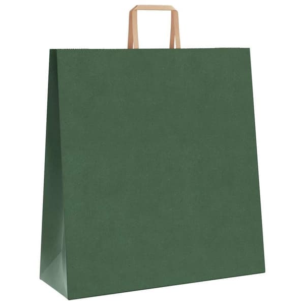 vidaXL kraftpapirposer 50 stk. med håndtag 45x17x48 cm grøn