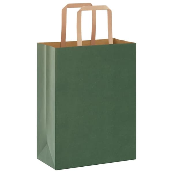 vidaXL Kraftpapperspåsar 250 st med handtag grön 21x11x28 cm