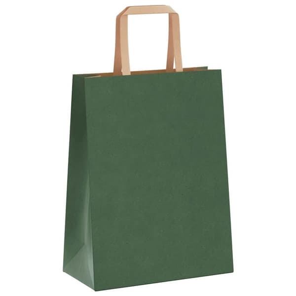 vidaXL Kraftpapperspåsar 250 st med handtag grön 21x11x28 cm