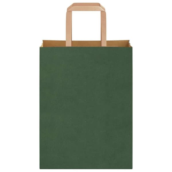 vidaXL Kraftpapperspåsar 250 st med handtag grön 21x11x28 cm