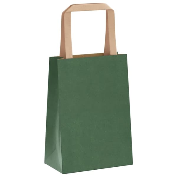 vidaXL Kraftpapperspåsar 250 st med handtag grön 15x8x21 cm
