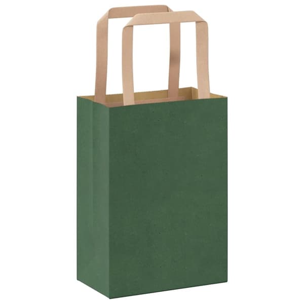vidaXL Kraftpapperspåsar 250 st med handtag grön 15x8x21 cm