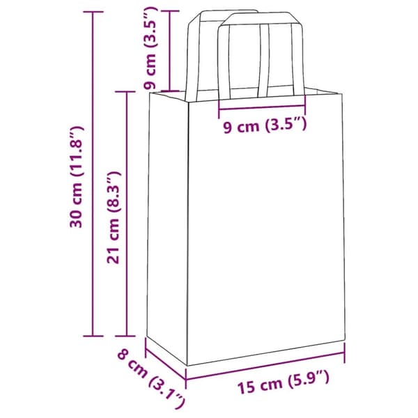 vidaXL Kraftpapperspåsar 250 st med handtag grön 15x8x21 cm