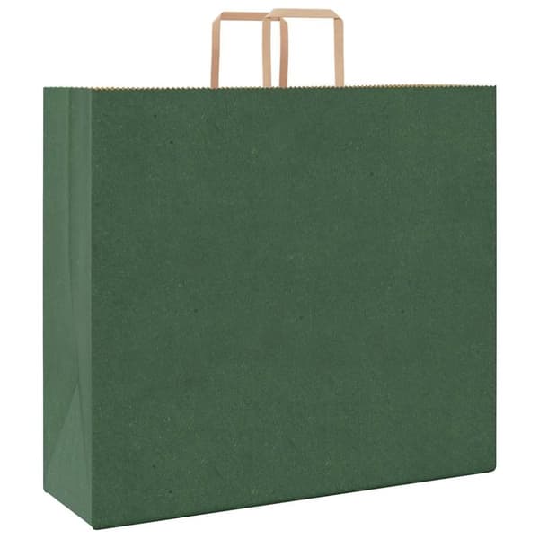 vidaXL Kraftpapperspåsar 50 st med handtag grön 54x15x49 cm