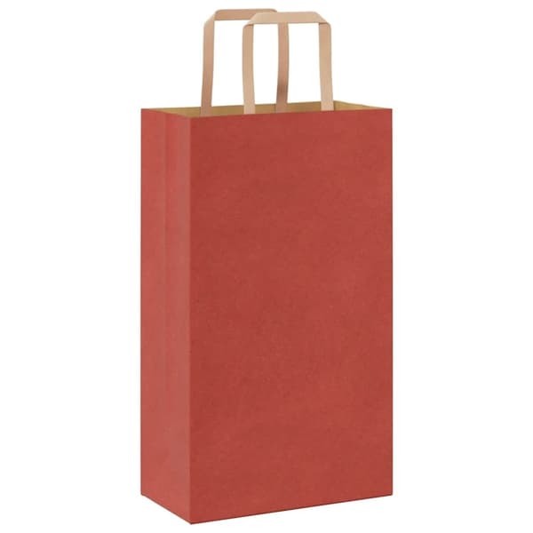 vidaXL kraftpapirposer 250 stk. med håndtag 21x11x36 cm rød