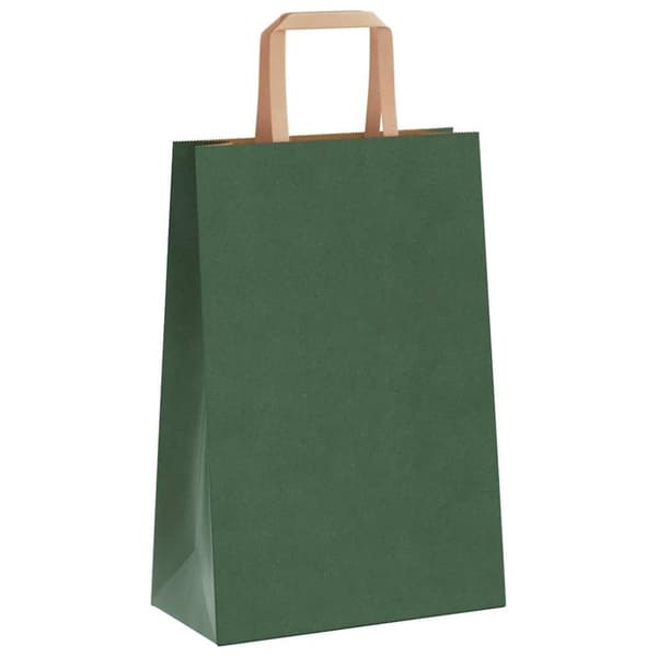 vidaXL Kraftpapperspåsar 250 st med handtag grön 21x11x31 cm