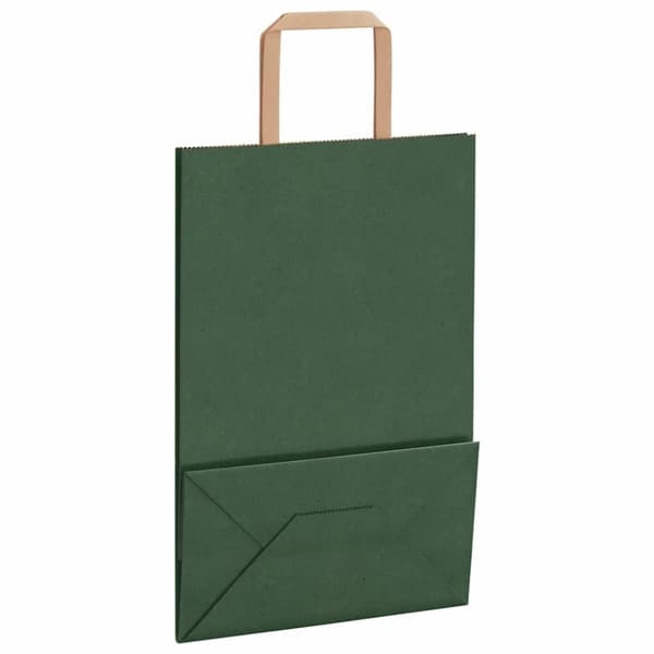 vidaXL Kraftpapperspåsar 250 st med handtag grön 21x11x31 cm
