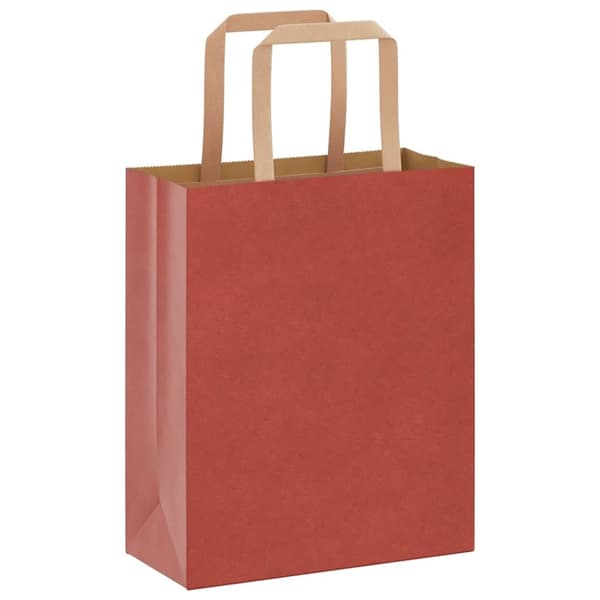 vidaXL Kraftpapperspåsar 250 st med handtag röd 18x8x22 cm