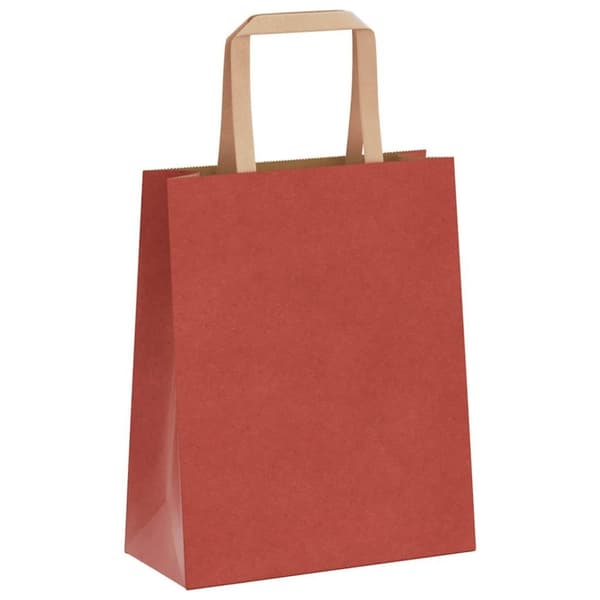 vidaXL Kraftpapperspåsar 250 st med handtag röd 18x8x22 cm