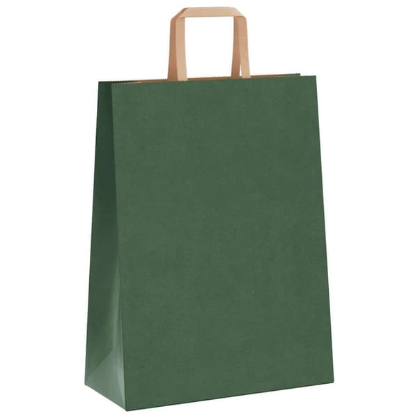 vidaXL kraftpapirposer 50 stk. med håndtag 26x12x35 cm grøn