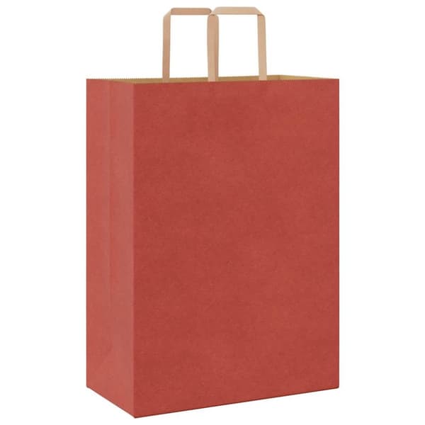 vidaXL Paperikassit 250 kpl kahvoilla punainen 32x17x44 cm