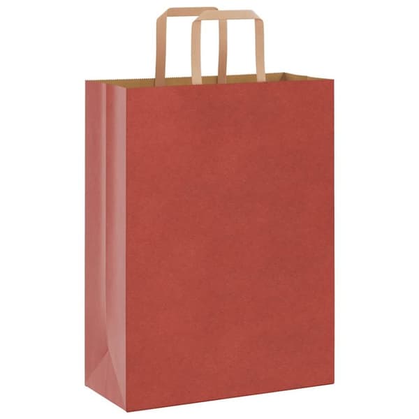 vidaXL kraftpapirposer 250 stk. med håndtag 26x12x35 cm rød