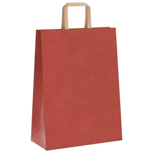 vidaXL kraftpapirposer 250 stk. med håndtag 26x12x35 cm rød