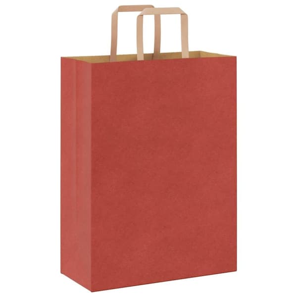 vidaXL kraftpapirposer 250 stk. med håndtag 26x12x35 cm rød