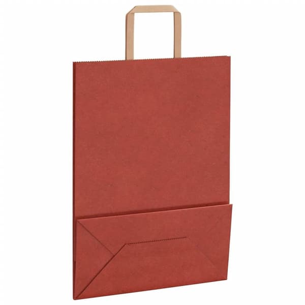 vidaXL kraftpapirposer 250 stk. med håndtag 26x12x35 cm rød