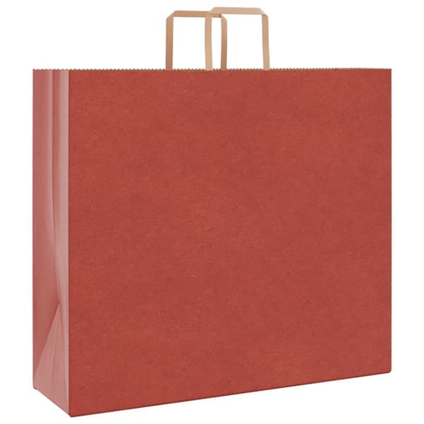 vidaXL Kraftpapperspåsar 50 st med handtag röd 54x15x49 cm
