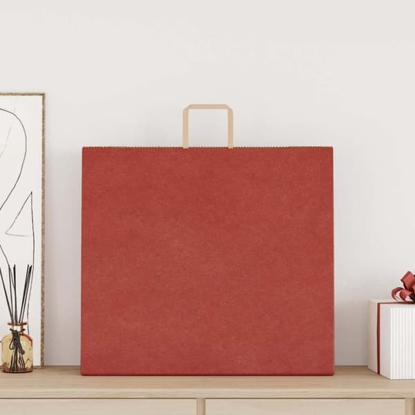 vidaXL Kraftpapperspåsar 50 st med handtag röd 54x15x49 cm